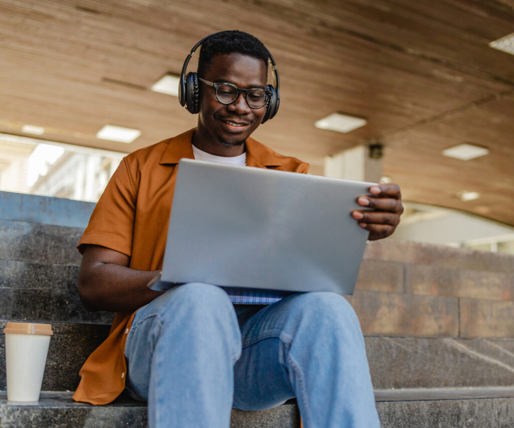 A student using their laptop