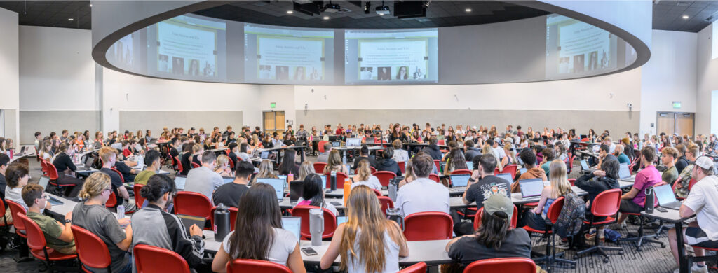 a classroom full of students
