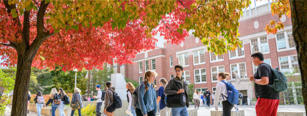 Students walking on campus